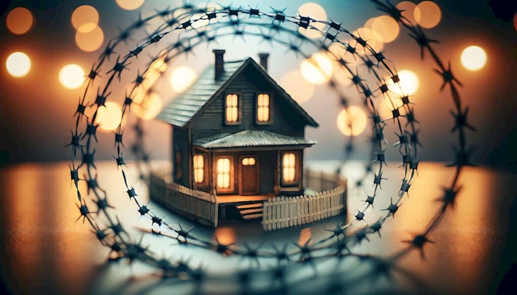 Beware the Zombie Second Mortgage (How to Protect Your Investment Property Against Foreclosure and Debt) - a house behind a barbed wire