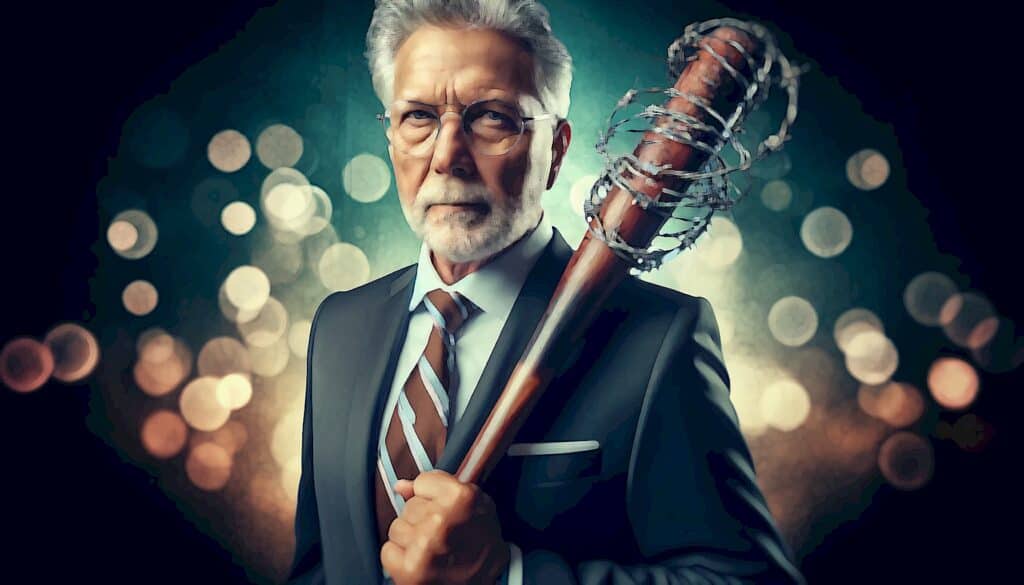 Beware the Zombie Second Mortgage (How to Protect Your Investment Property Against Foreclosure and Debt) - a man in a suit holding a barbed wire baseball bat