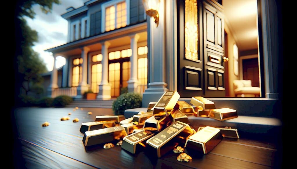 Sunshine and Profits (Top Summer Real Estate Markets to Invest in 2024) - gold bars on the porch of a home