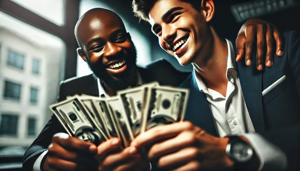 Benefits of Being a Real Estate Lender - two young men lenders counting money together