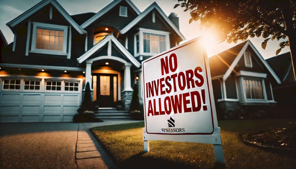 Baby Boomers "Silver Tsunami" Is Dead (And So Are Your Investment Dreams) - no investors allowed sign in the front yard of a beautiful Baby Boomer home