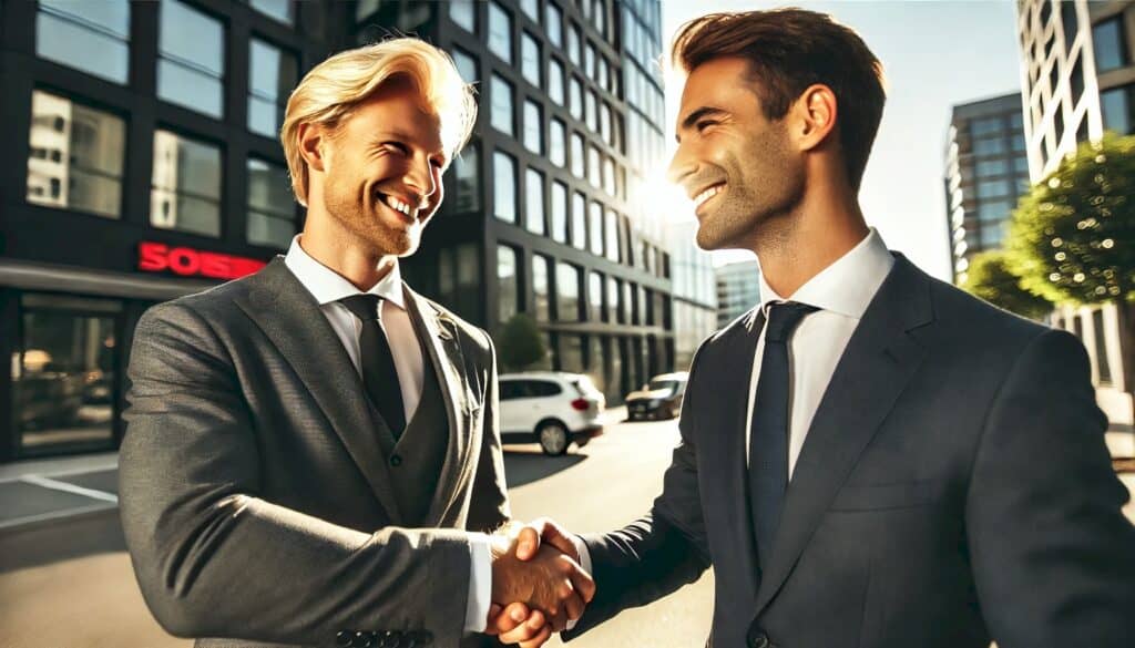 Partnering with Investors (How Real Estate Agents Can Exponentially Maximize Profits) - two happy businessmen shaking hands