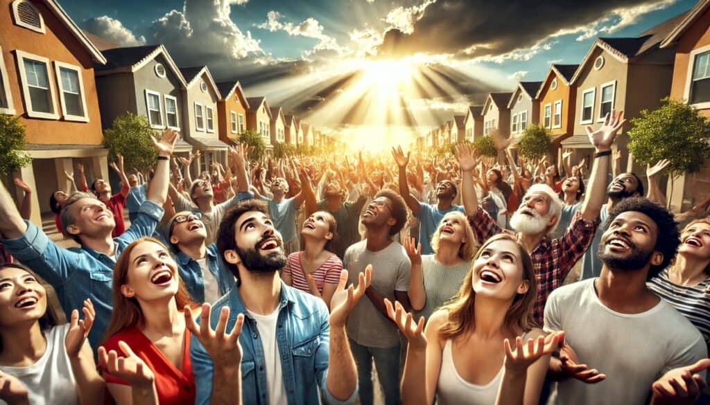 Achieving Holistic Wealth and Success Through Real Estate (Insights from The REI Agent) - crowd of grateful people standing in the street