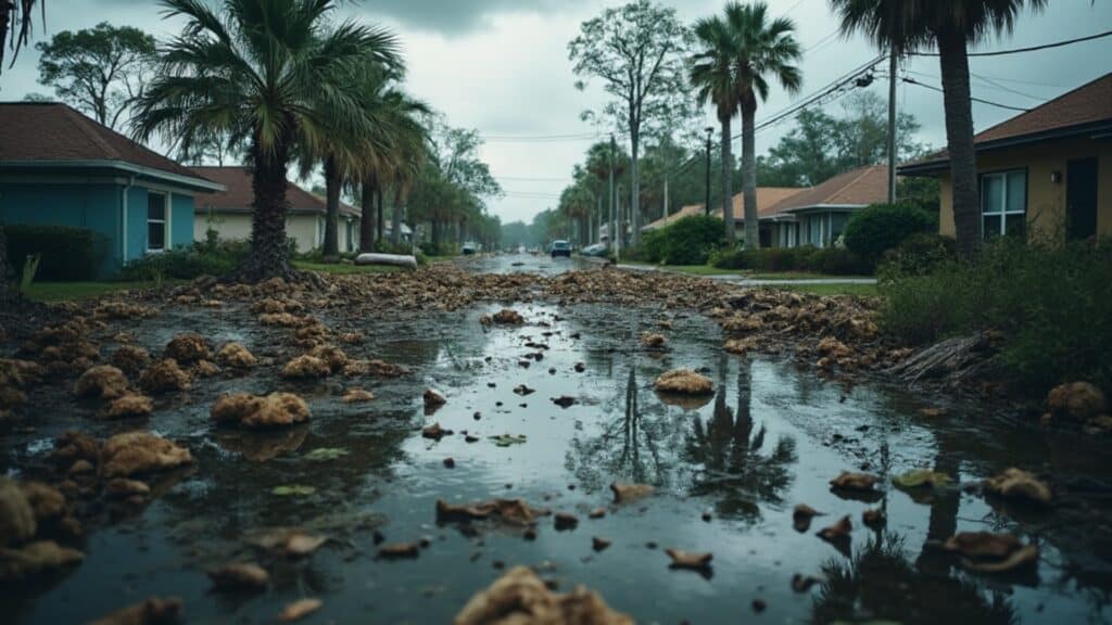 Florida’s Property Insurance Crisis Deepens (Over 600K Policies Canceled Amid Catastrophic Hurricanes) - Florida street after hurricane damage