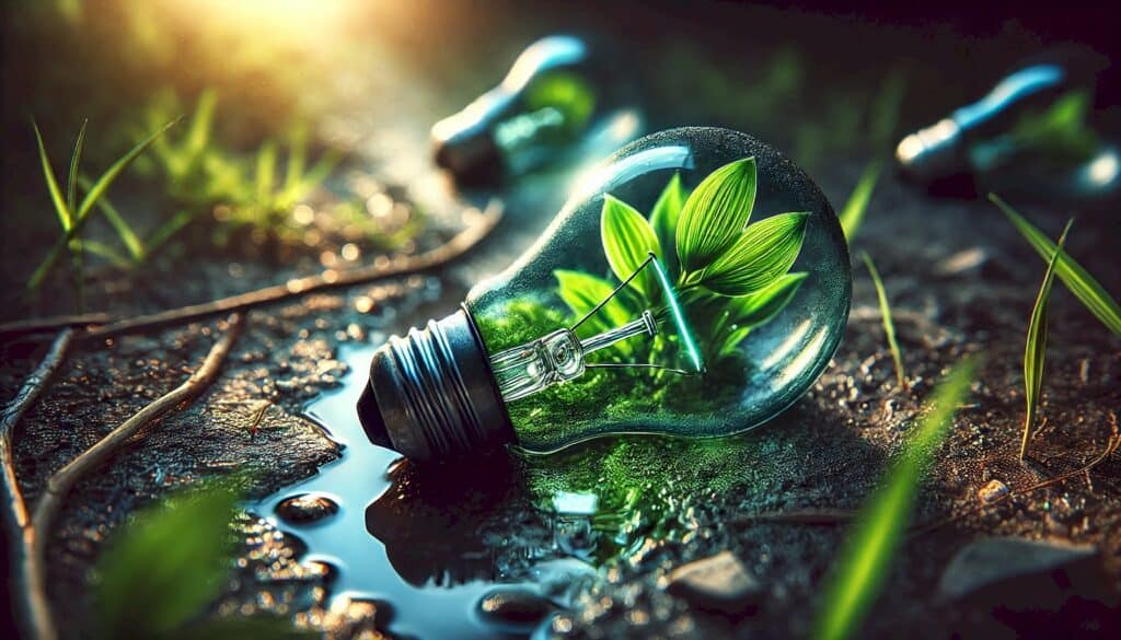 Investing in Off-Grid Properties for Sustainable Living - a plant growing inside a lightbulb