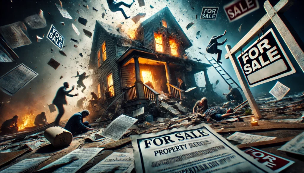 Real Estate Market in Turmoil (October 2024 Brings Shocking Changes for Investors) - dramatic depiction of real estate chaos